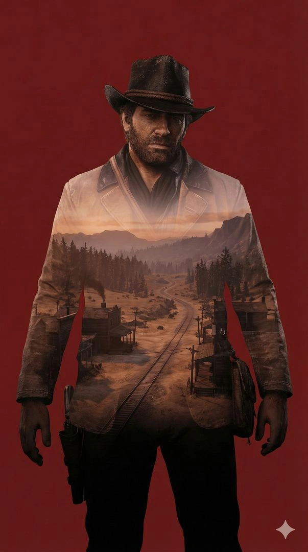 Arthur Morgan Double Exposure Wallpaper: Red Dead Redemption 2 Frontier