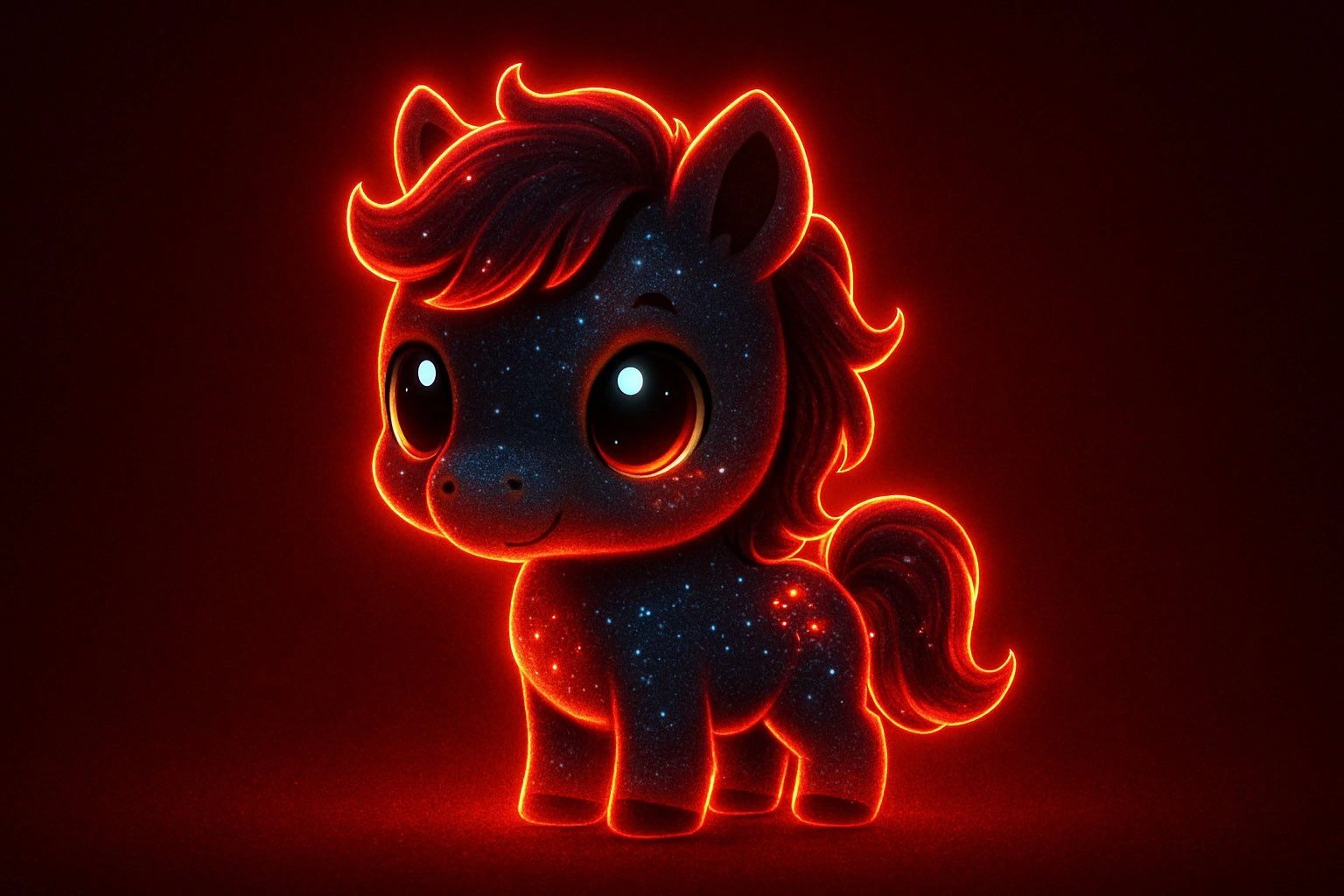 Bioluminescent Kawaii Animal with Neon Backlight
