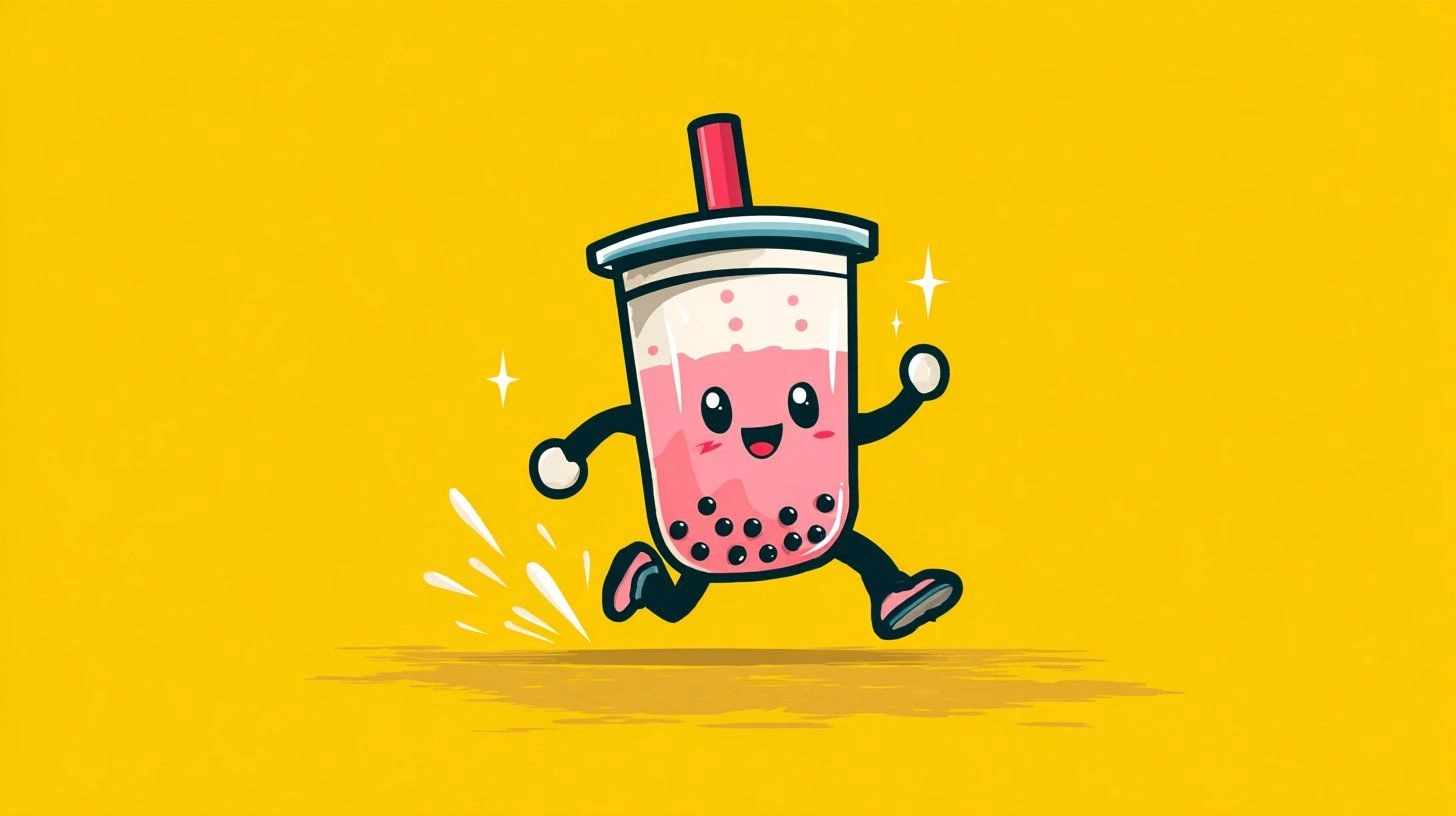 Cute Vector Cartoon Character Running in Flat Style - Example 1