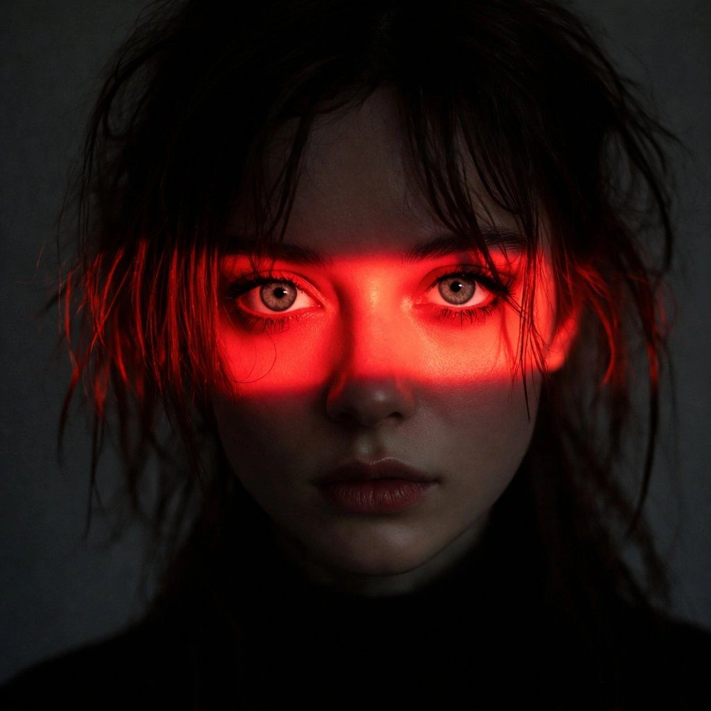 Cyberpunk Portrait with Red Neon Light - Example 1
