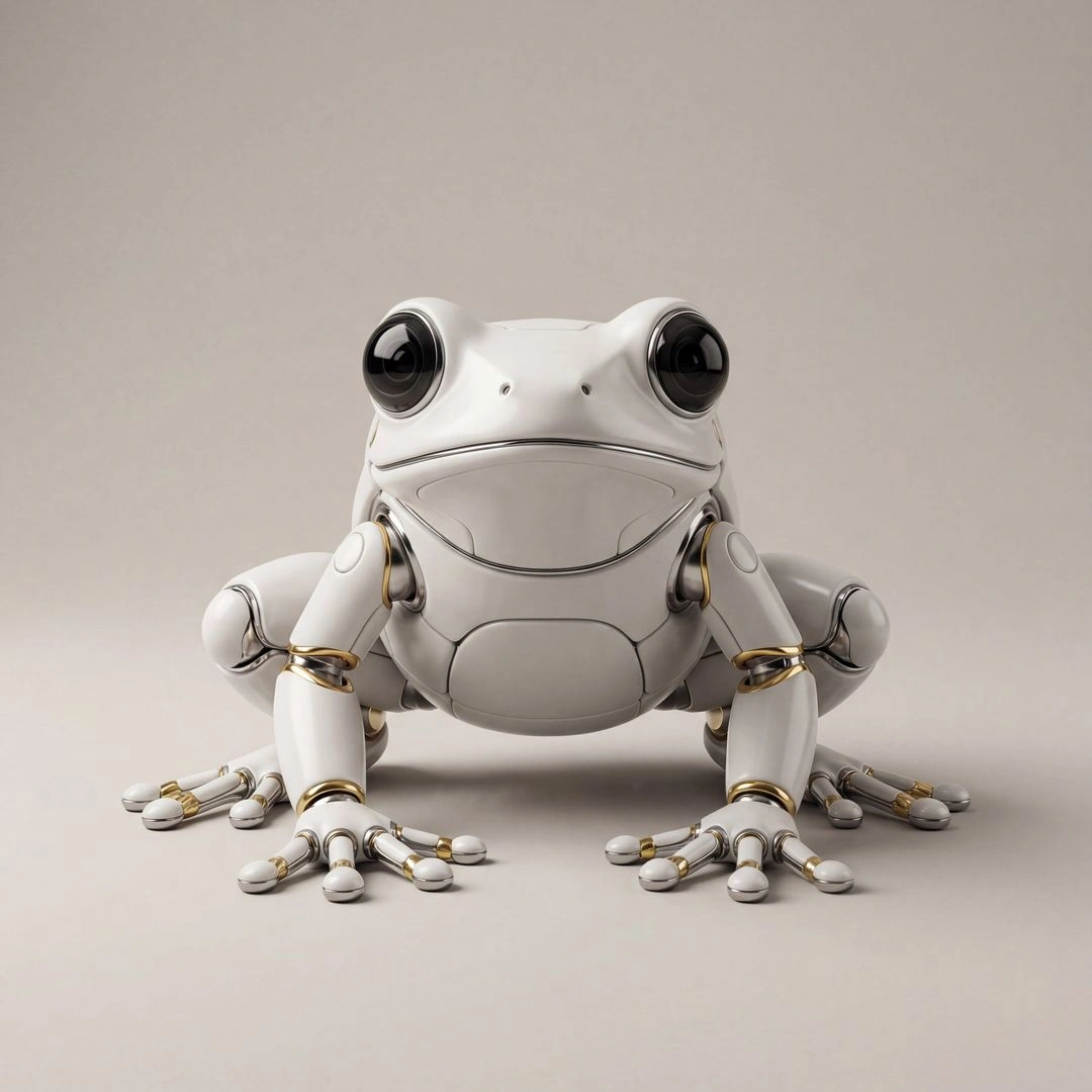 Futuristic Robotic Frog in Hyper-Realistic 3D Design