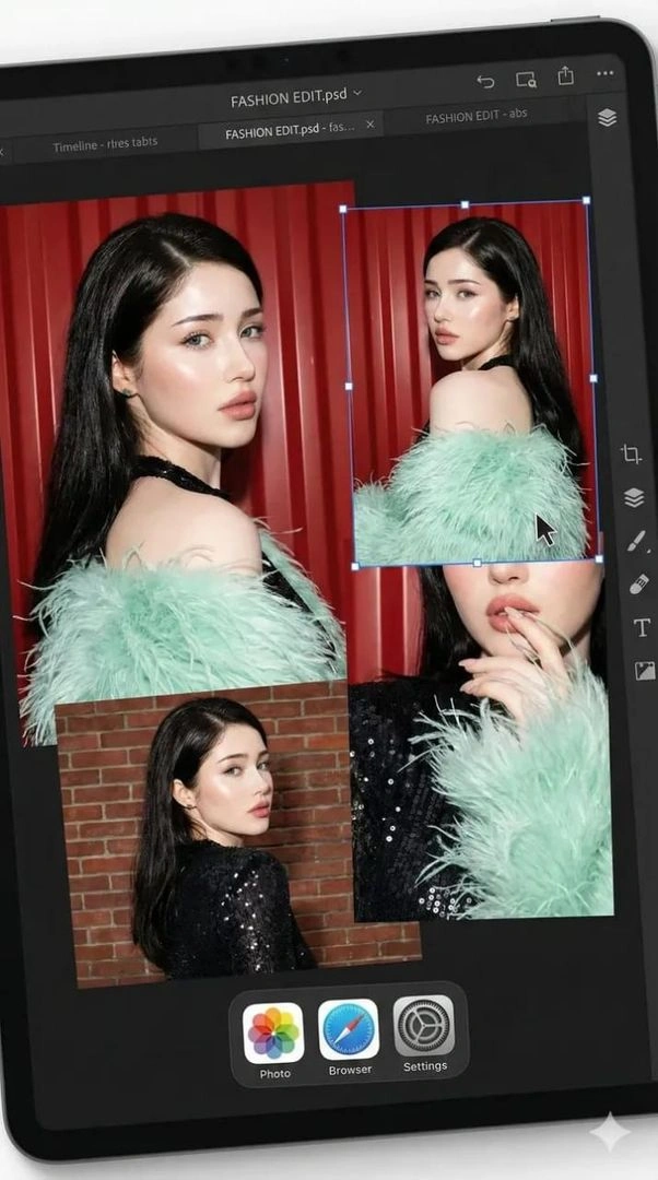 High-Fashion Editorial Collage on Tablet Interface - Example 1