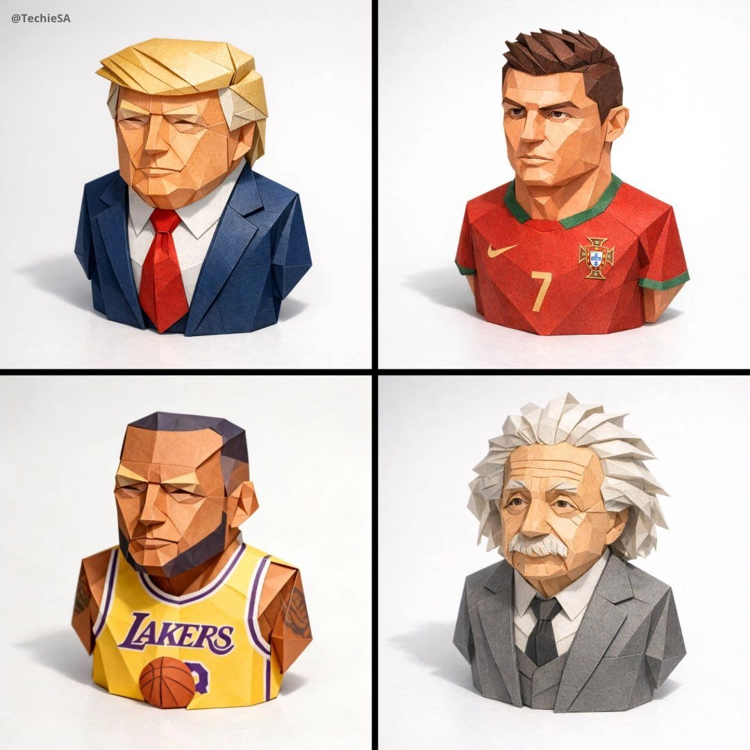 Hyper-Detailed Origami Celebrity Art