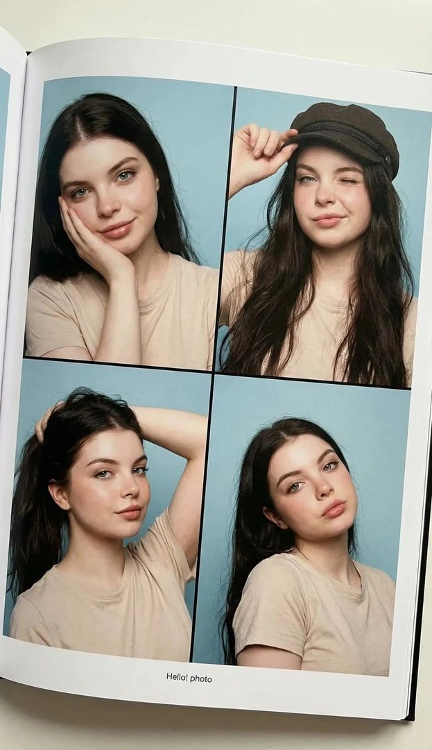 Hyper-Realistic Photobook Page with Candid Poses - Example 1