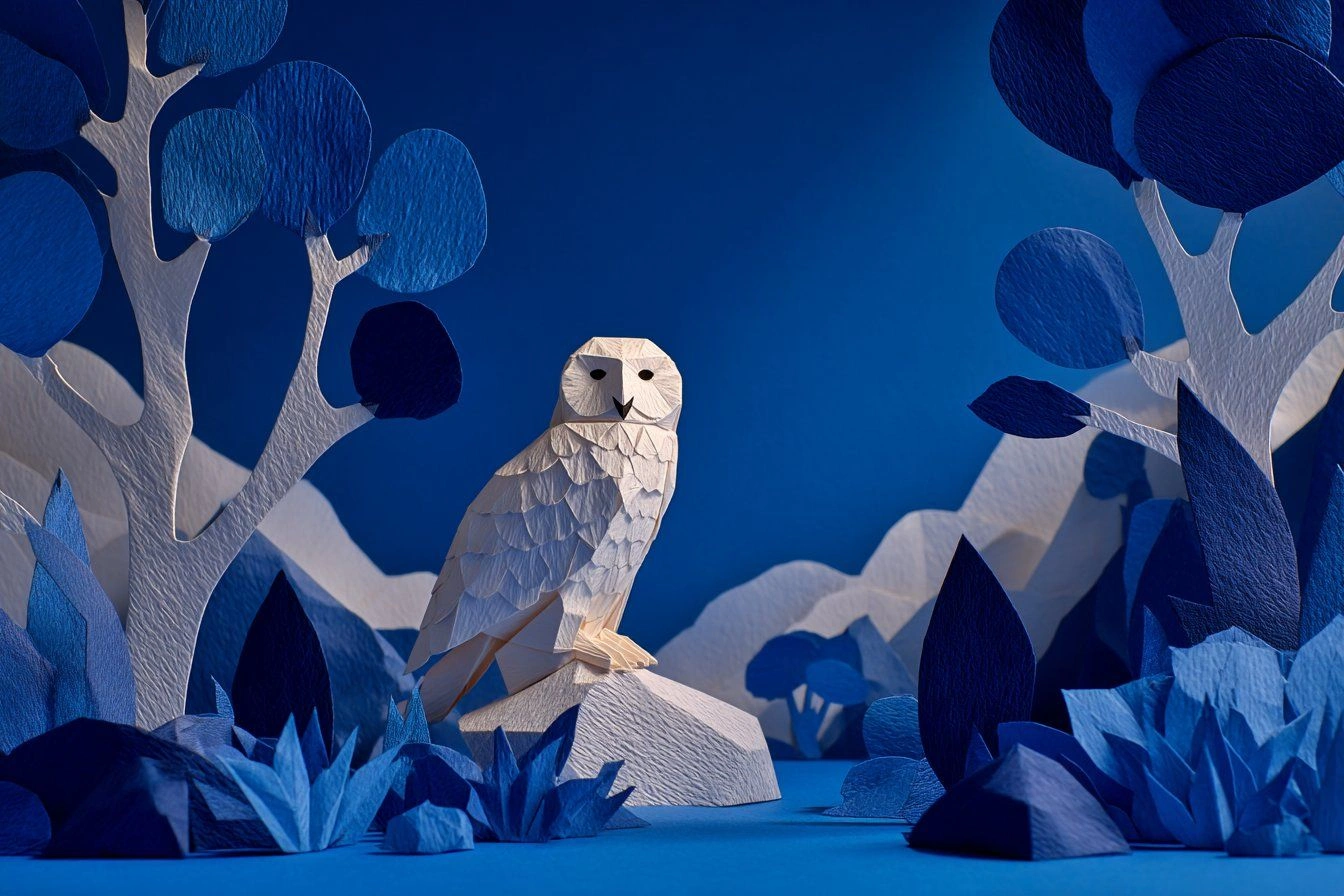 Origami Wildlife Diorama with Folded Paper Creatures