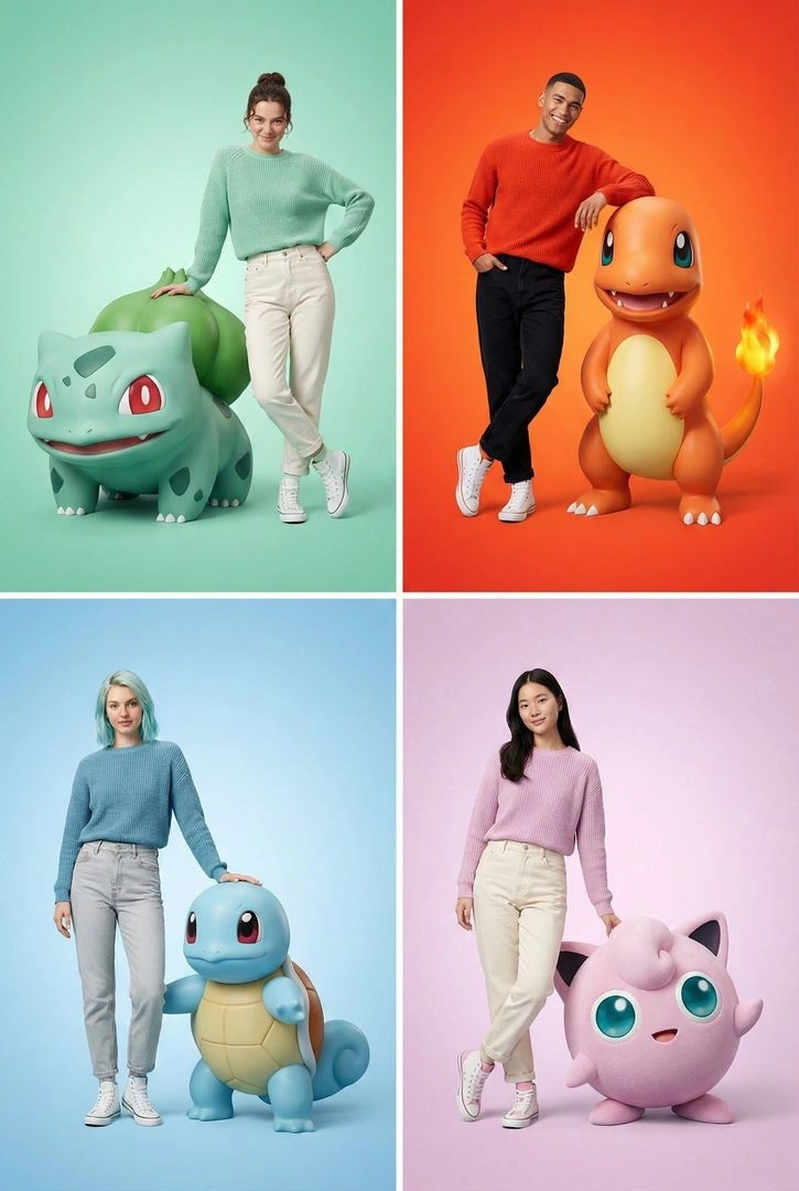 Pokémon Fashion Series: Hyper-Realistic Studio Shoots with Giant 3D Pokémon