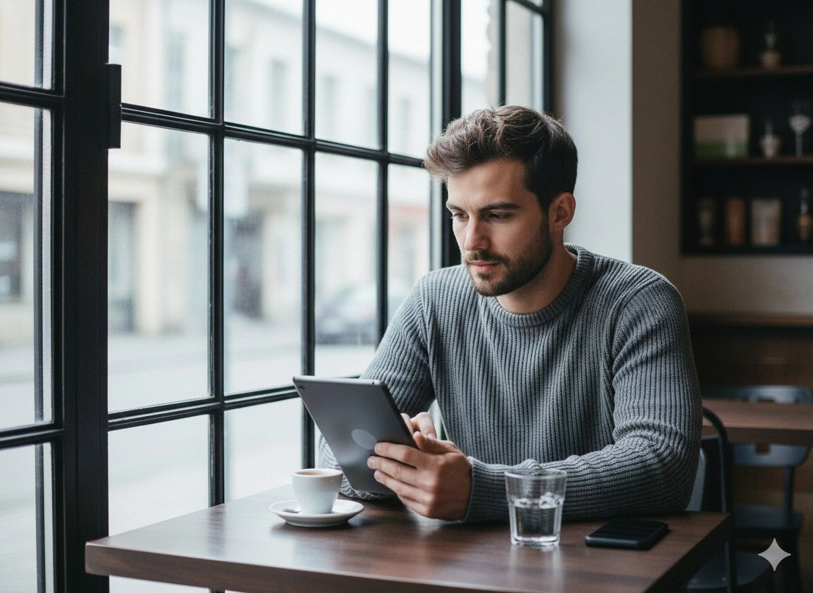Serene Cafe Window Seat Scene - Example 1