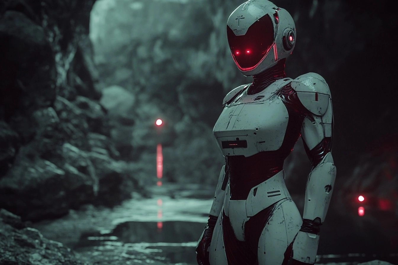 Surreal Biomechanical Design in Dark Cavern - Example 1