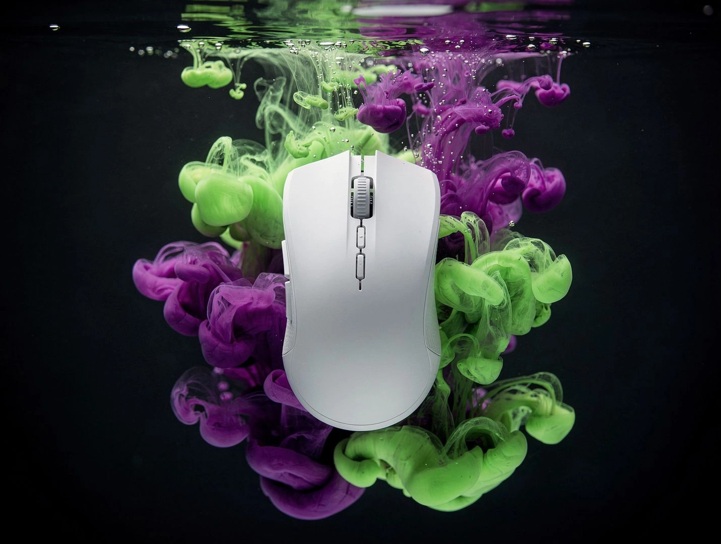 Vibrant Ink Clouds Swirling Around Product in Underwater Studio - Example 1