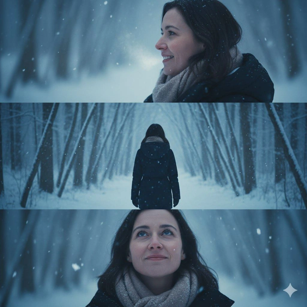 Winter Cinematic Portrait Series in Snowy Forest - Example 1