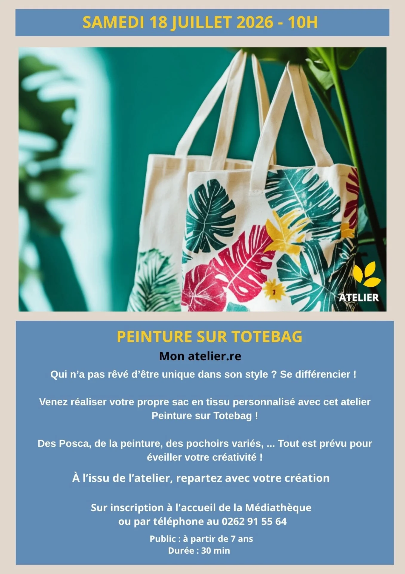 Atelier - Peinture sur totebag