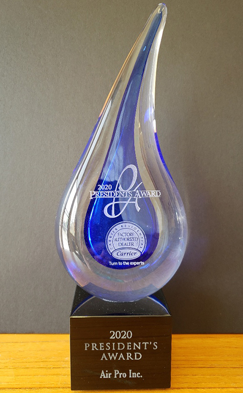 We are proud recipients of the 2020 Carrier President's Award