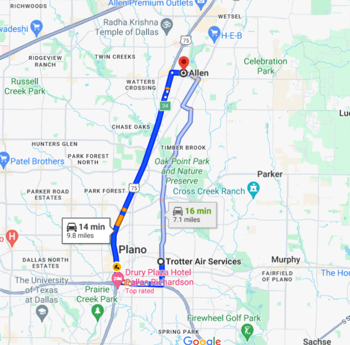 Driving directions to Allen, TX