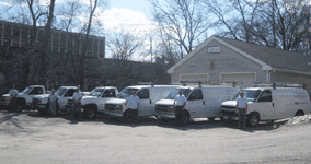 company trucks and building