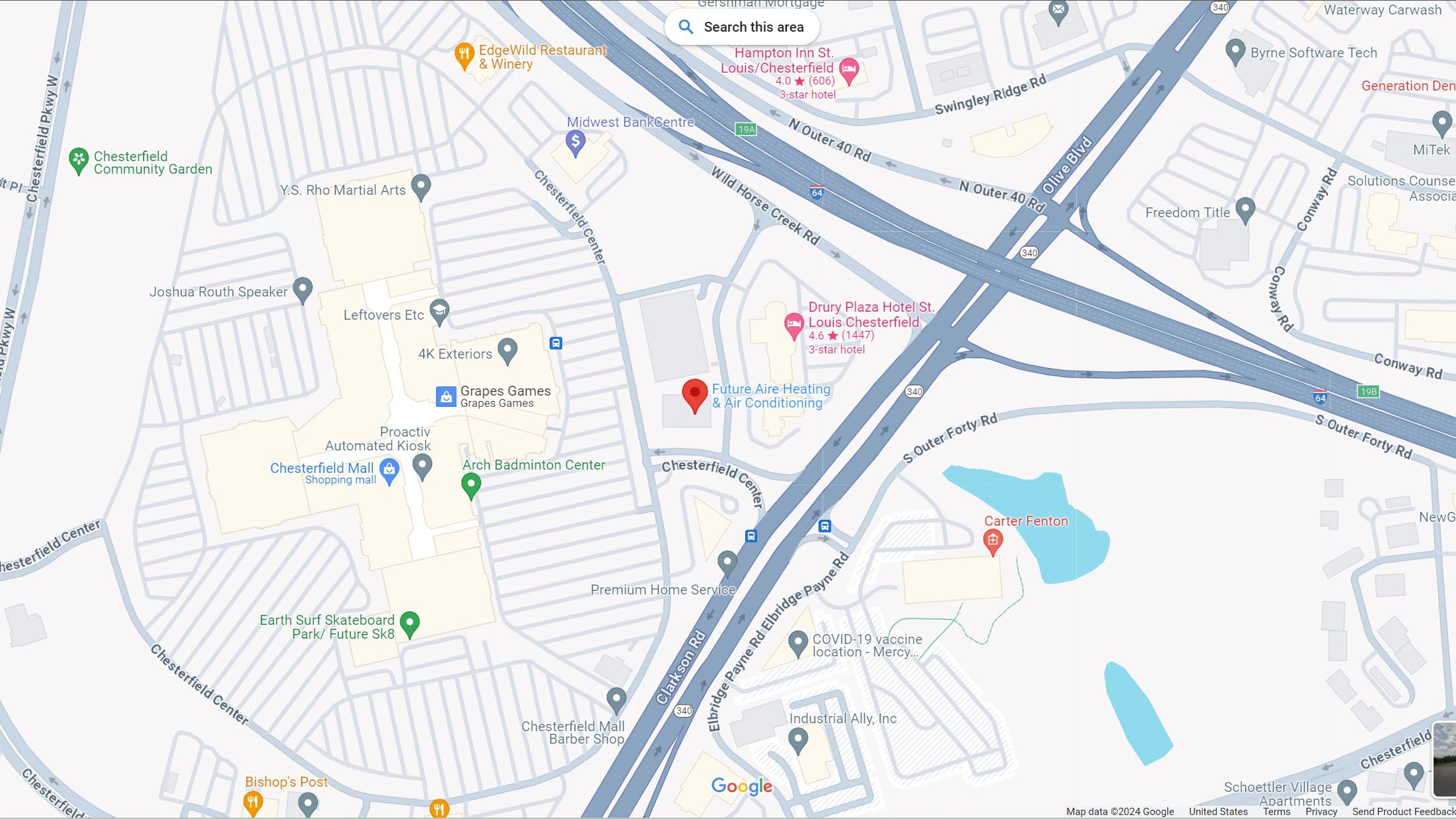 Map of Future Aire Heating & Air Conditioning of Chesterfield Location