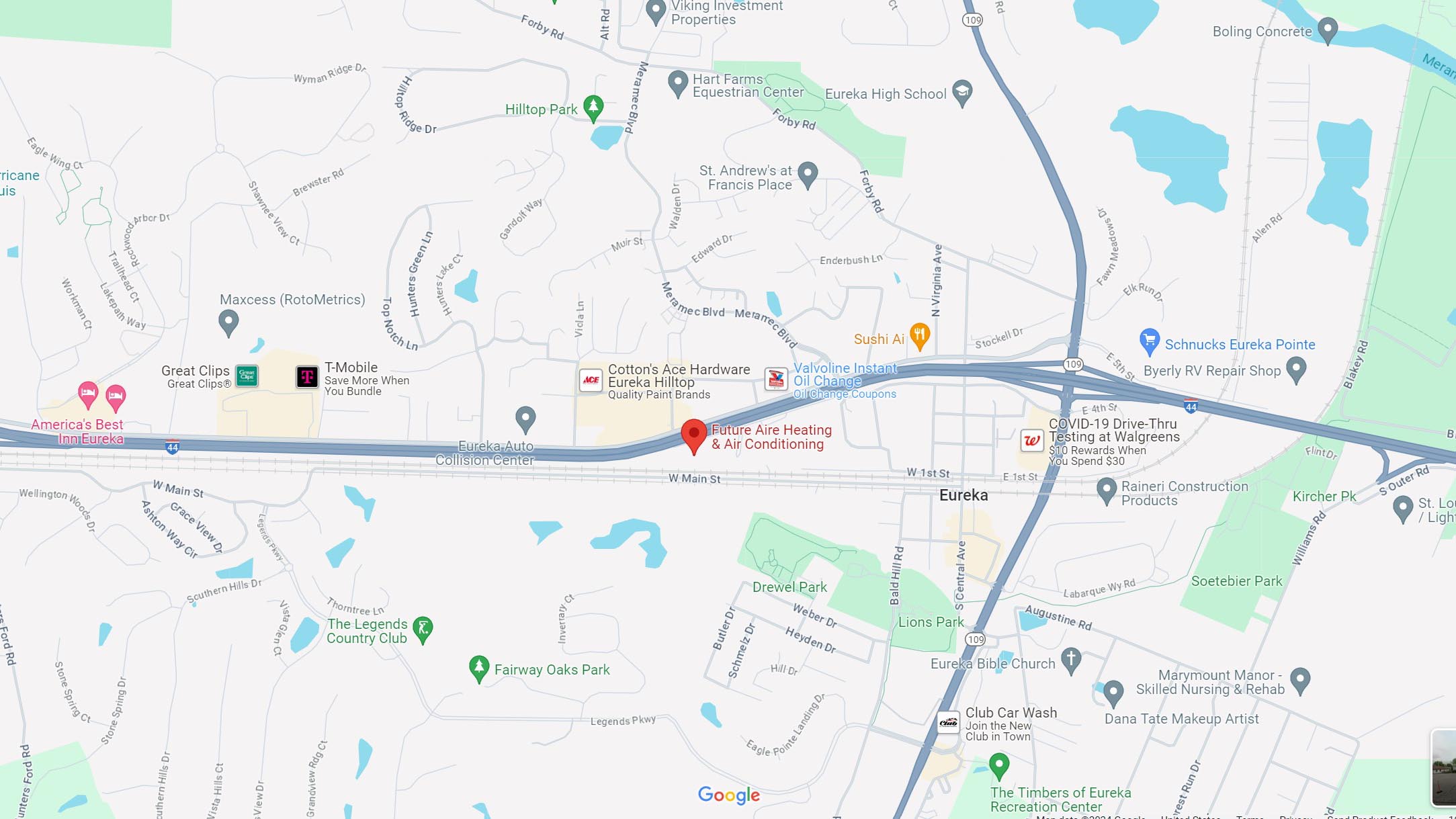 Map of Future Aire Heating & Air Conditioning of Eureka Location