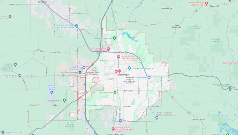 Map of Bloomington IN