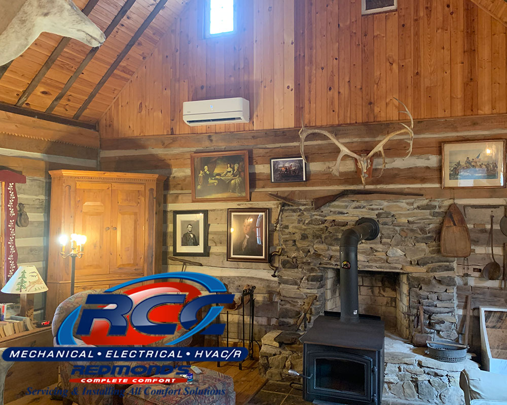 Bryant ductless heat pump inside cabin near Beech Creek and Jersey Shore, PA