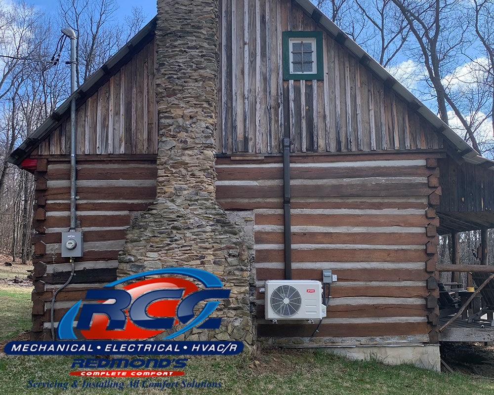 Bryant ductless heat pump outside cabin near Beech Creek and Lamar, PA