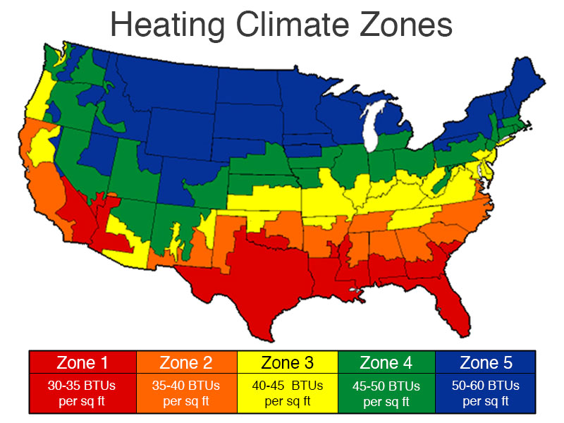 climate zone heating system map