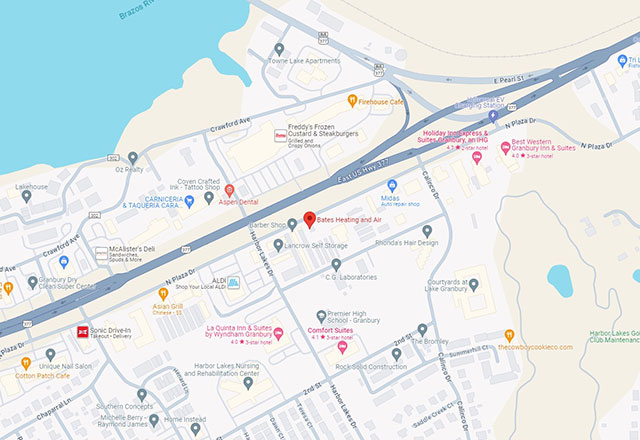 map of Bates Heating and Air located in , TX