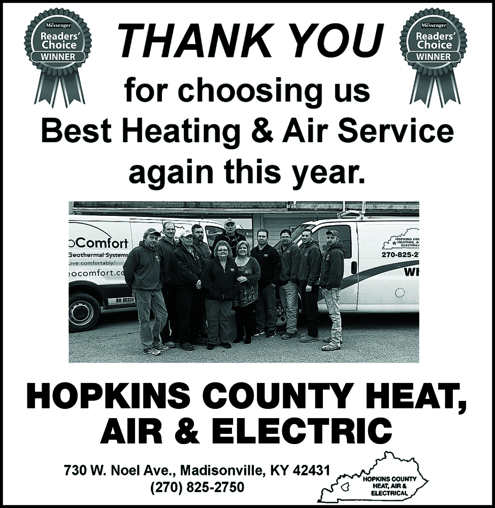 Voted #1, Messenger Reader's Choice 'Best Heating & Air Service'