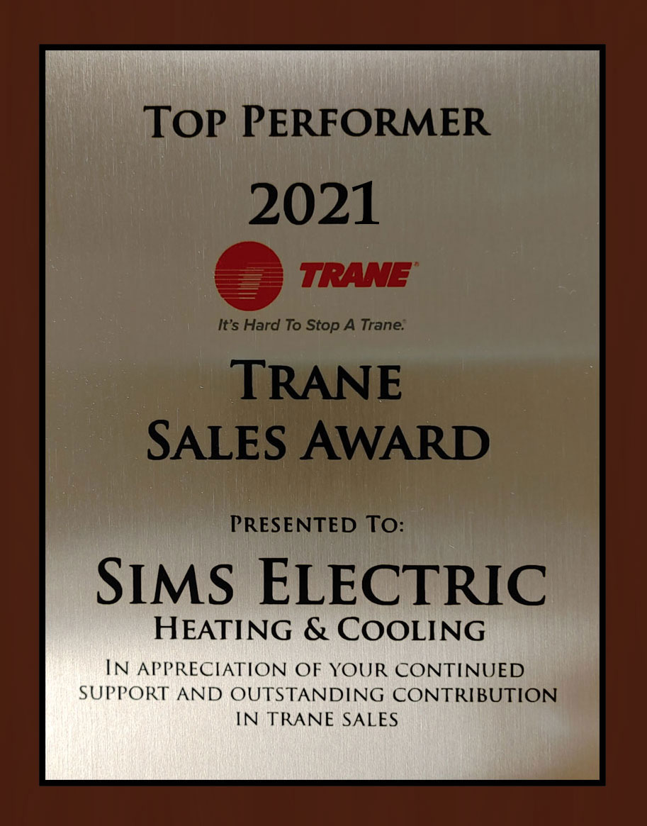 Top Performer - 2020 & 2021 Trane Top Sales Award