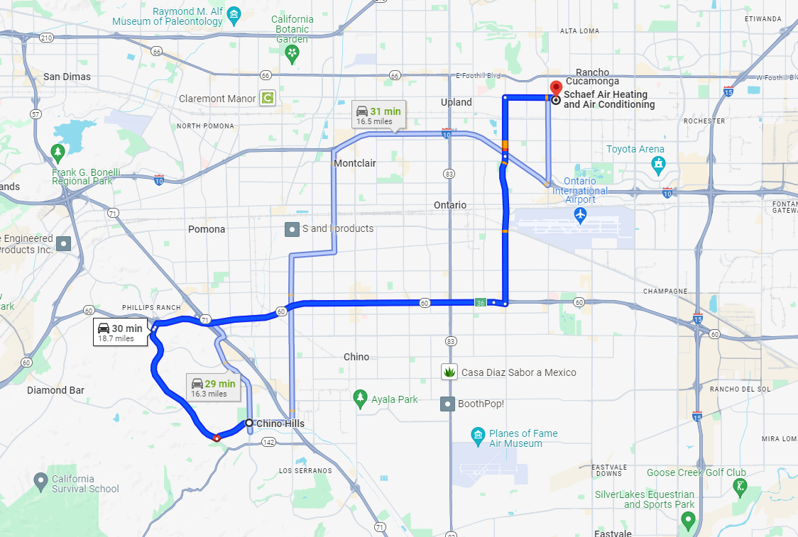 Directions From Chino Hills, CA