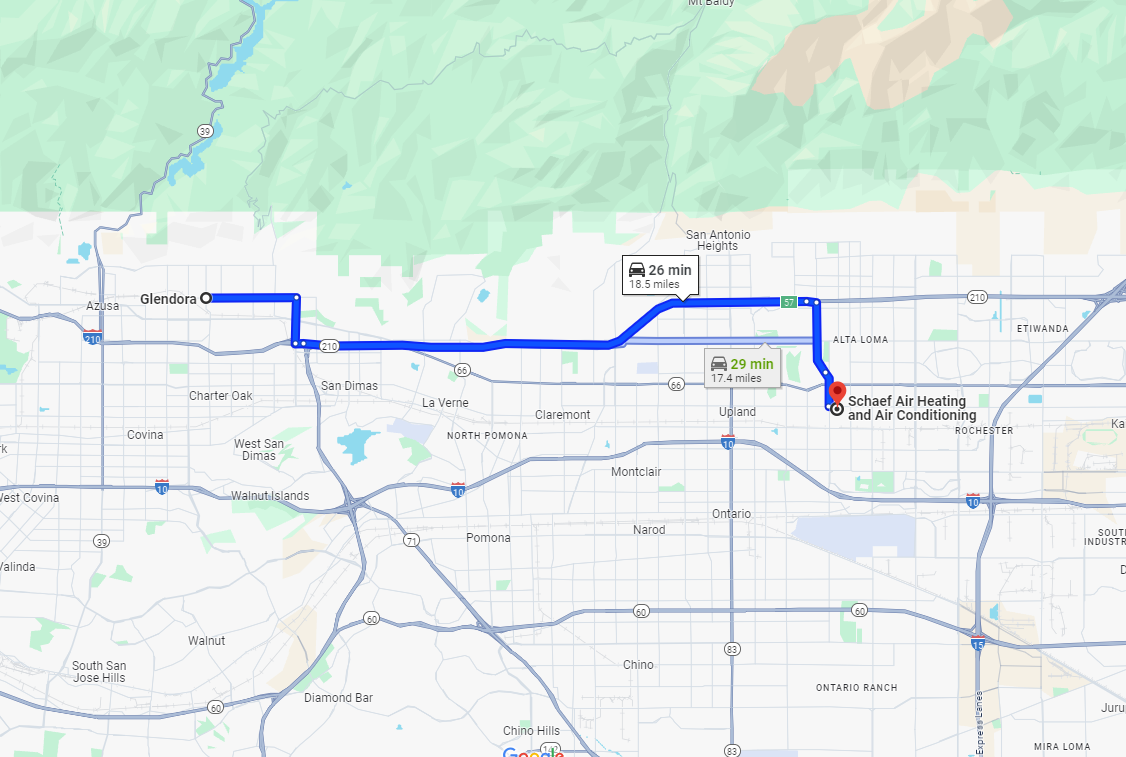 Directions From Glendora, CA