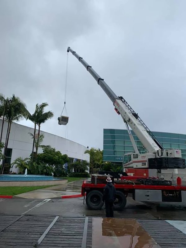 Rooftop Installation Using a Crane