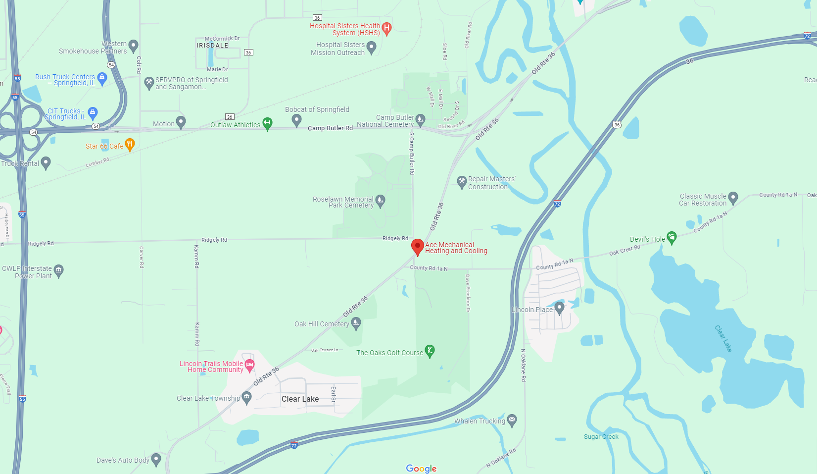 Map of Ace Mechanical Plumbing Heating and Cooling located in Springfield, IL