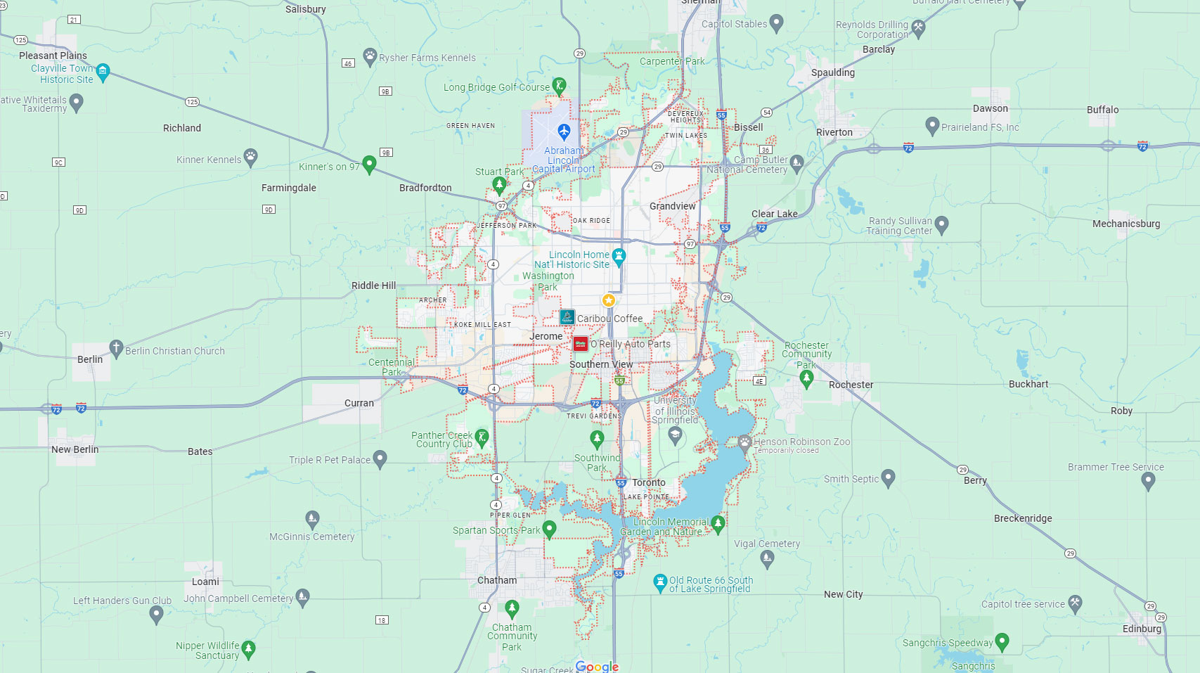 Map of Springfield IL