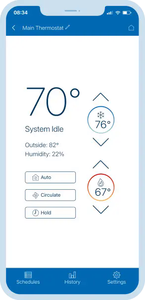 Cell phone displaying the American Standard Home App