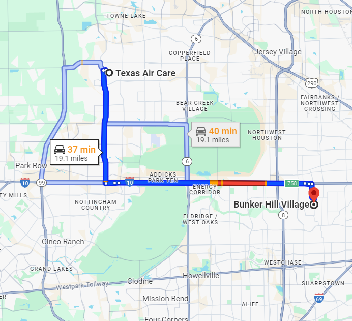 Driving directions to Bunker Hill Village, TX 