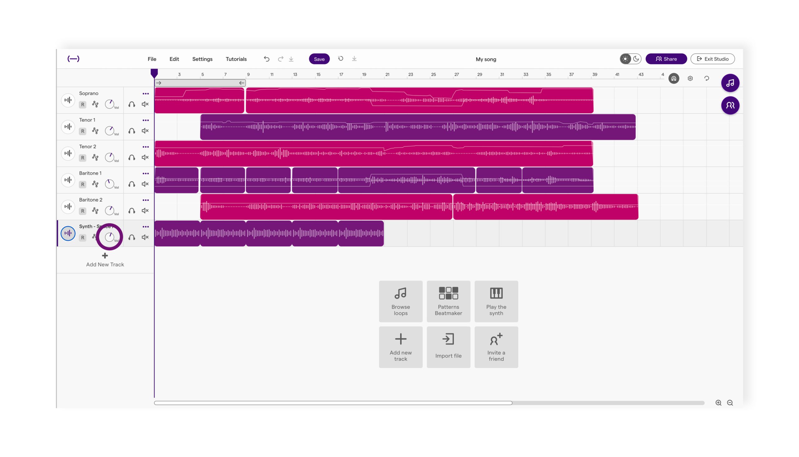 How to adjust levels in the Soundtrap Studio