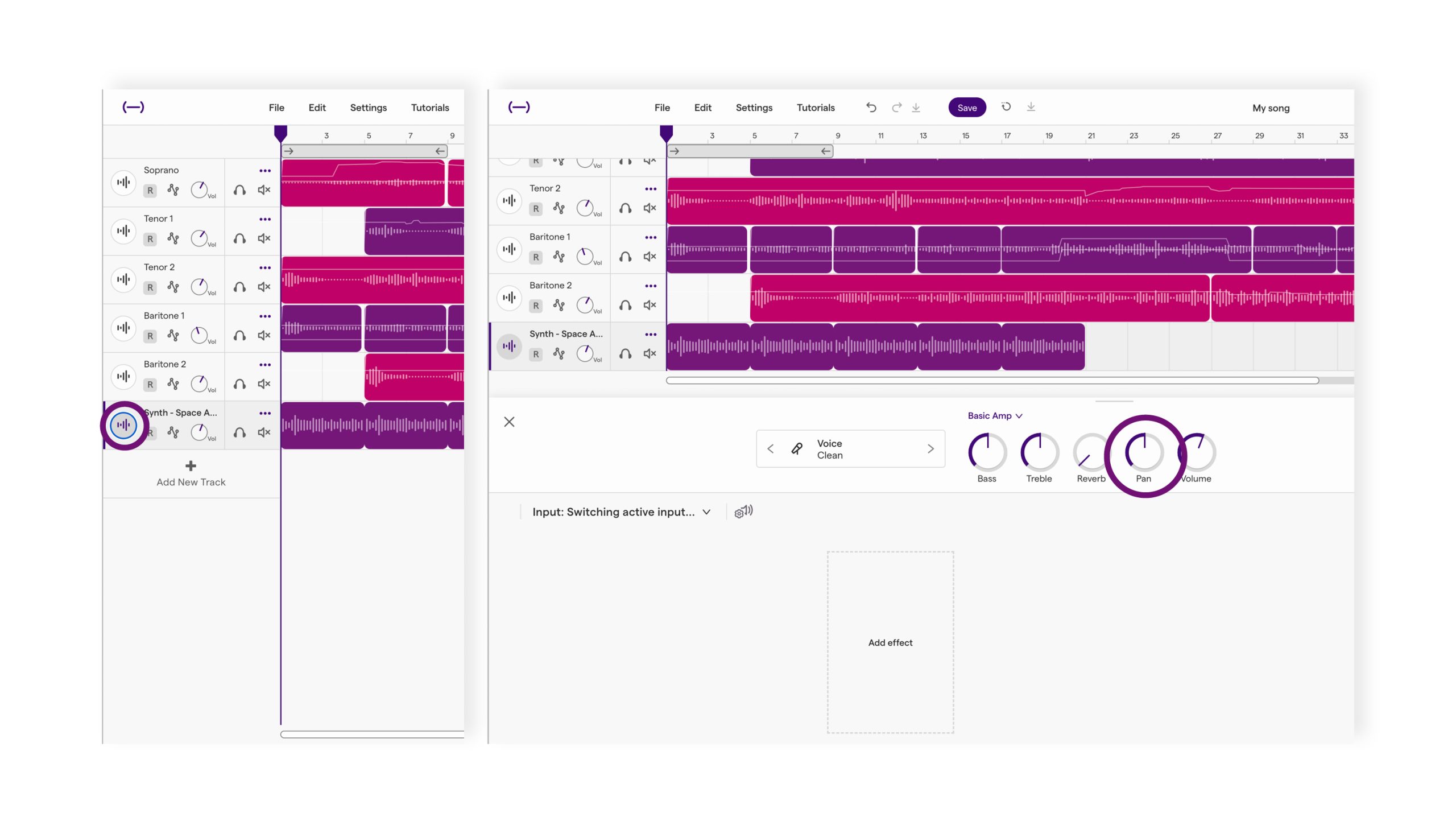 How to incorporate panning with the Soundtrap Studio