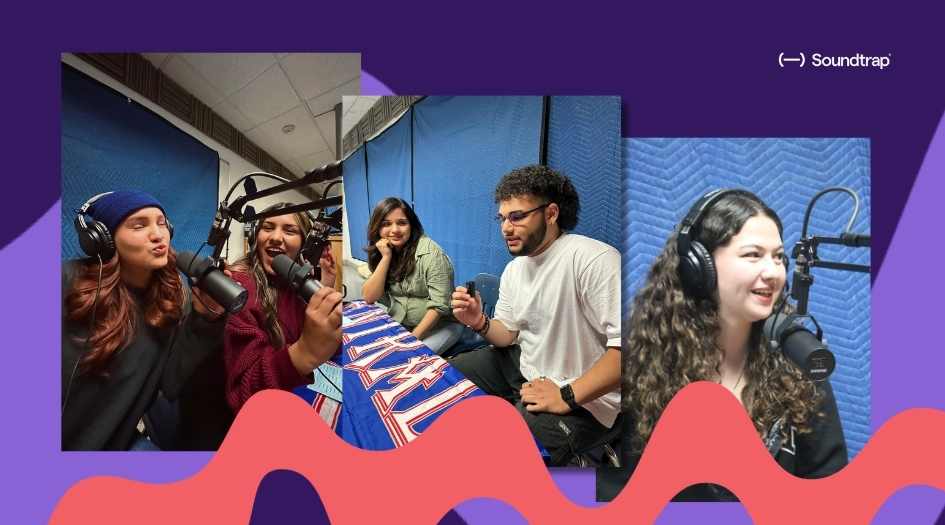Tom Tacke's students working on Podcasts and an Overlay of the Soundtrap Studio