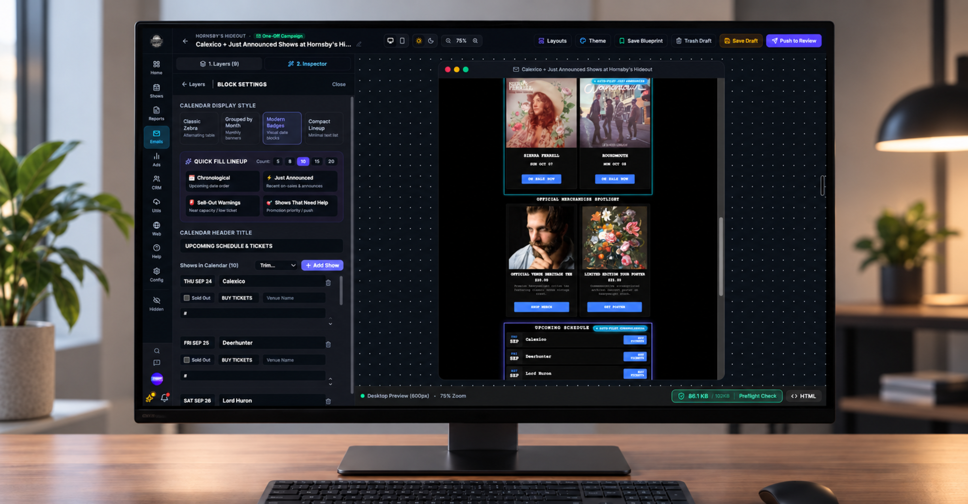 Smart Show Email Builder with Native Shopify Merch