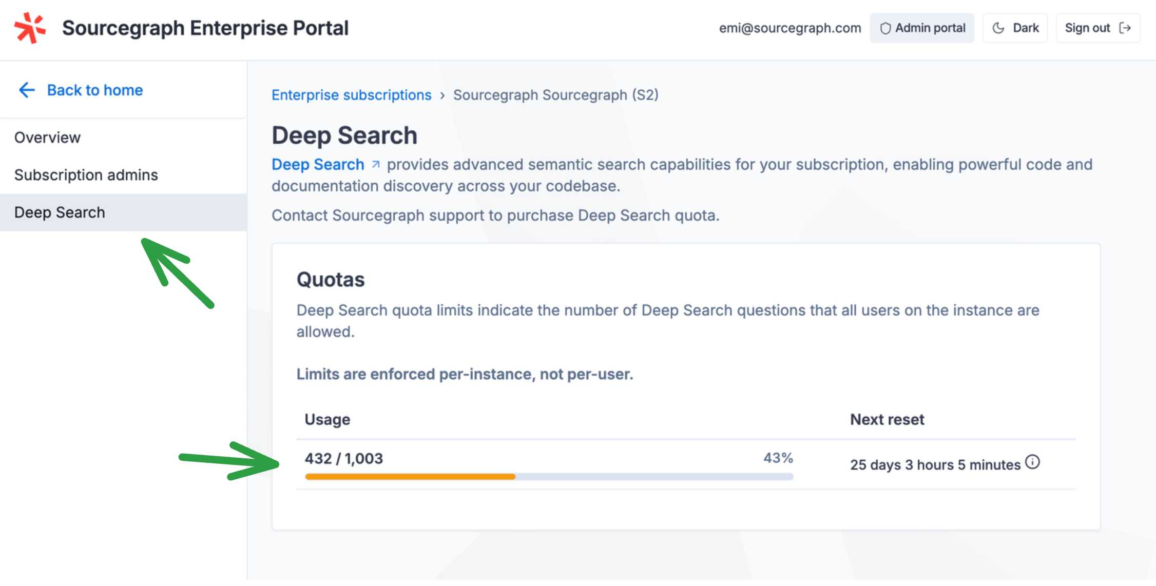 Enterprise Portal Deep Search usage