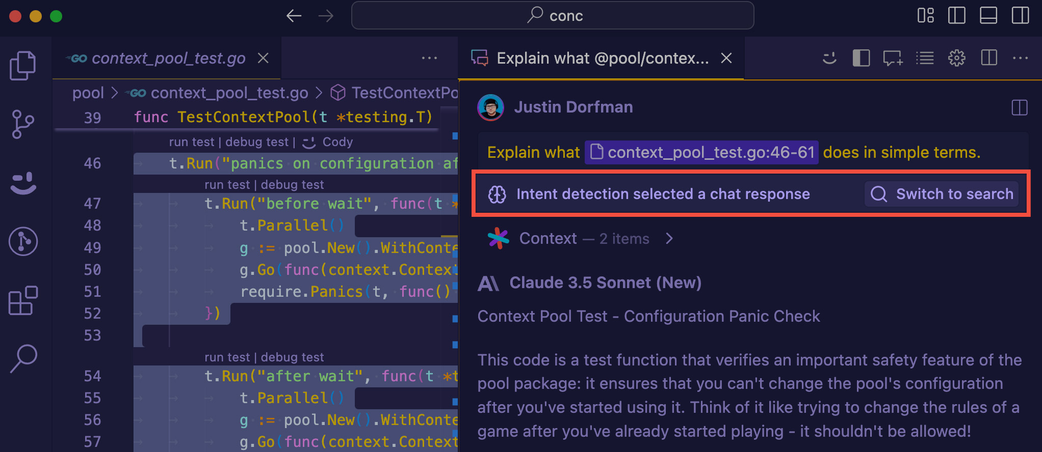 Intent detection chat response