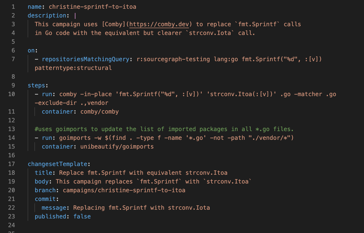 Batch change spec for configuration use case