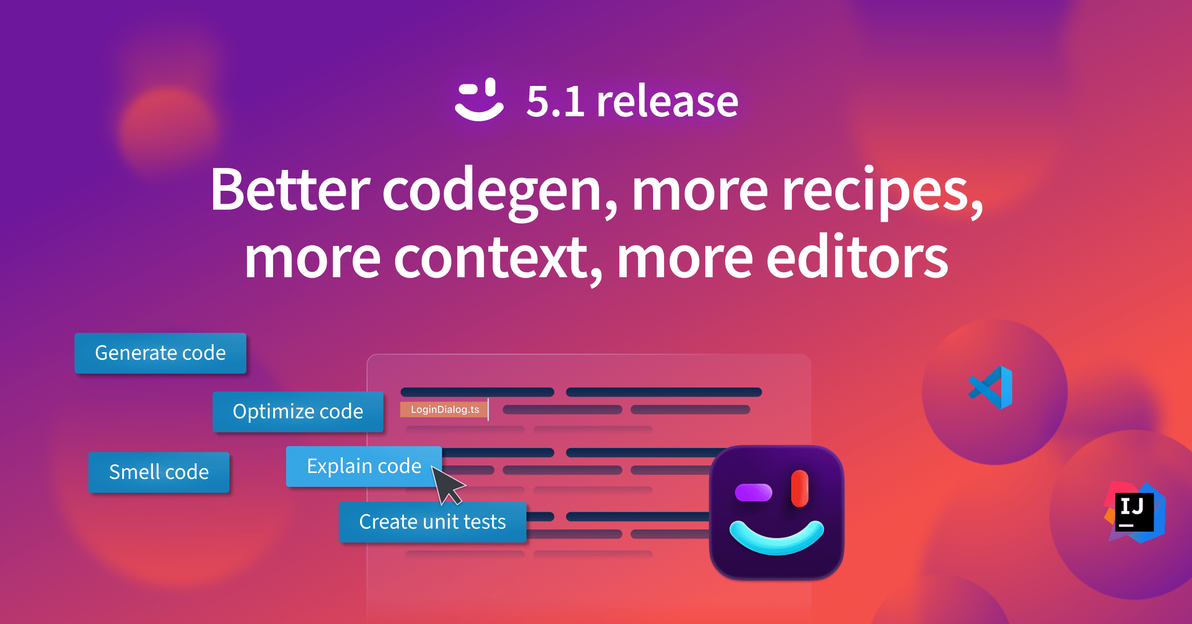 The June 2023 release of Cody makes it more powerful and accurate with better autocomplete, new and improved recipes, multi-repository context, inline chat, support for JetBrains IDEs, and a new Cody desktop app. Cody is free forever for devs on both public and private code.