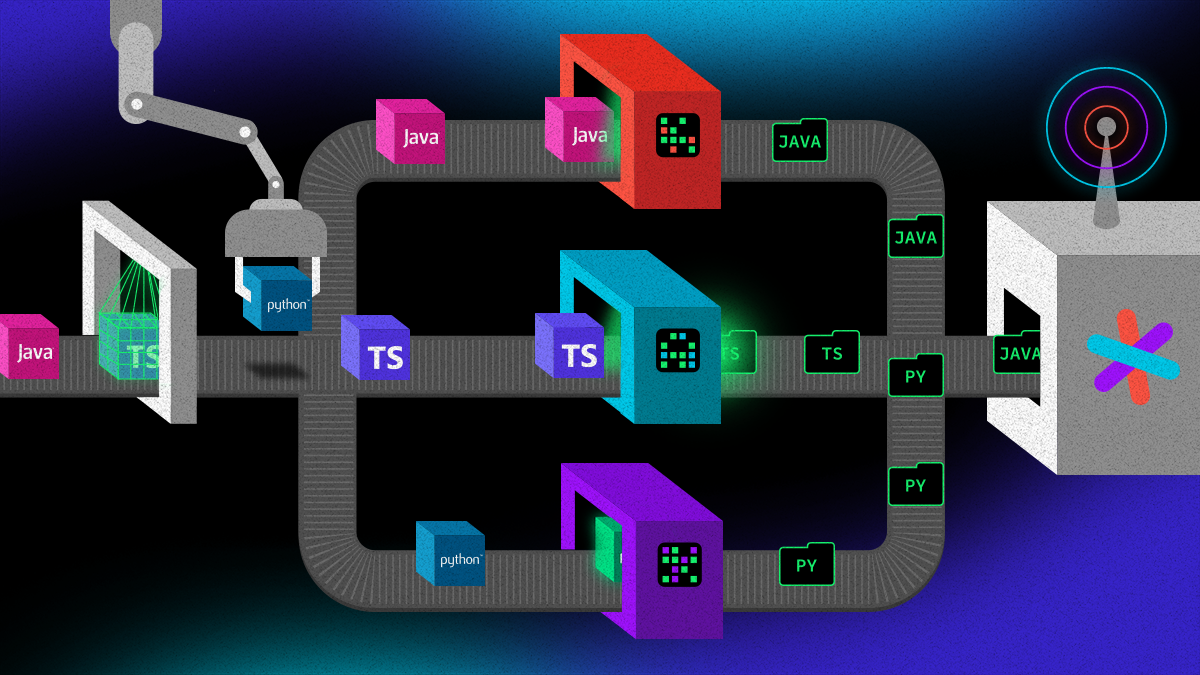 Image of an auto-indexing robot transforming code into code graph data