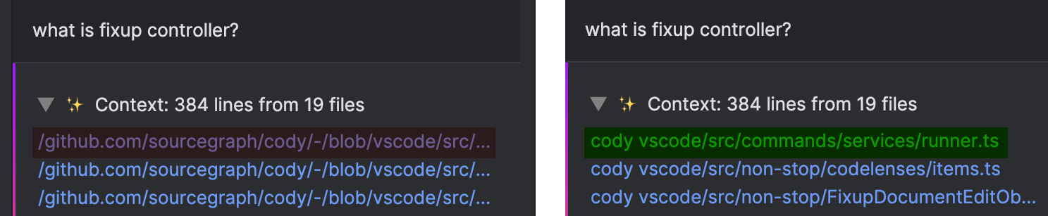 The old and new file path format for remote context items