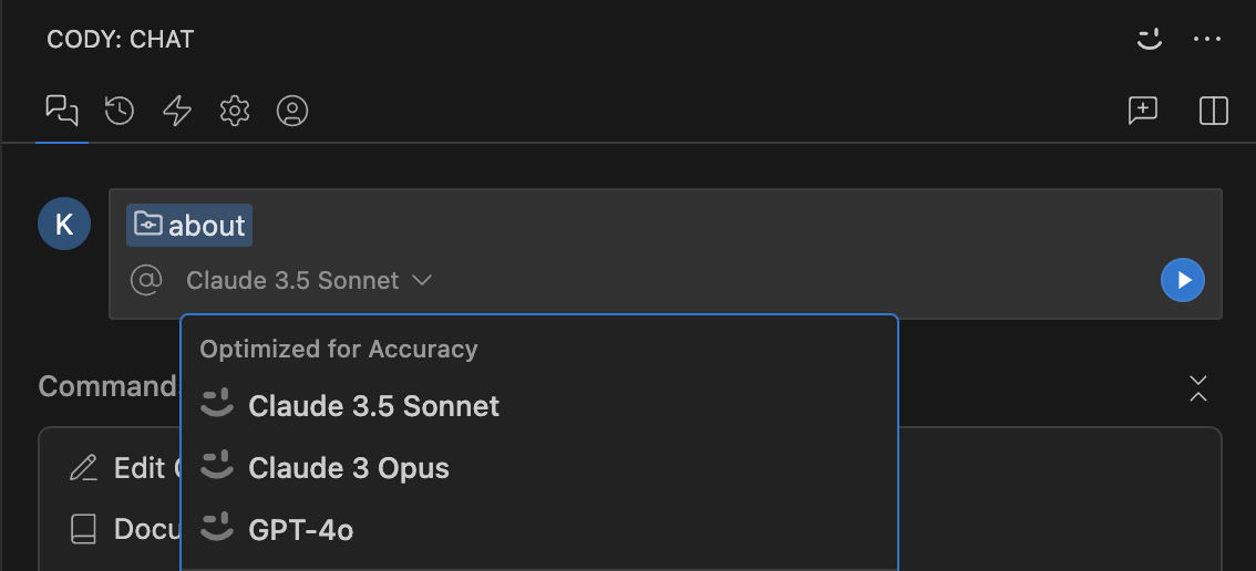 Model selection view inside IDE