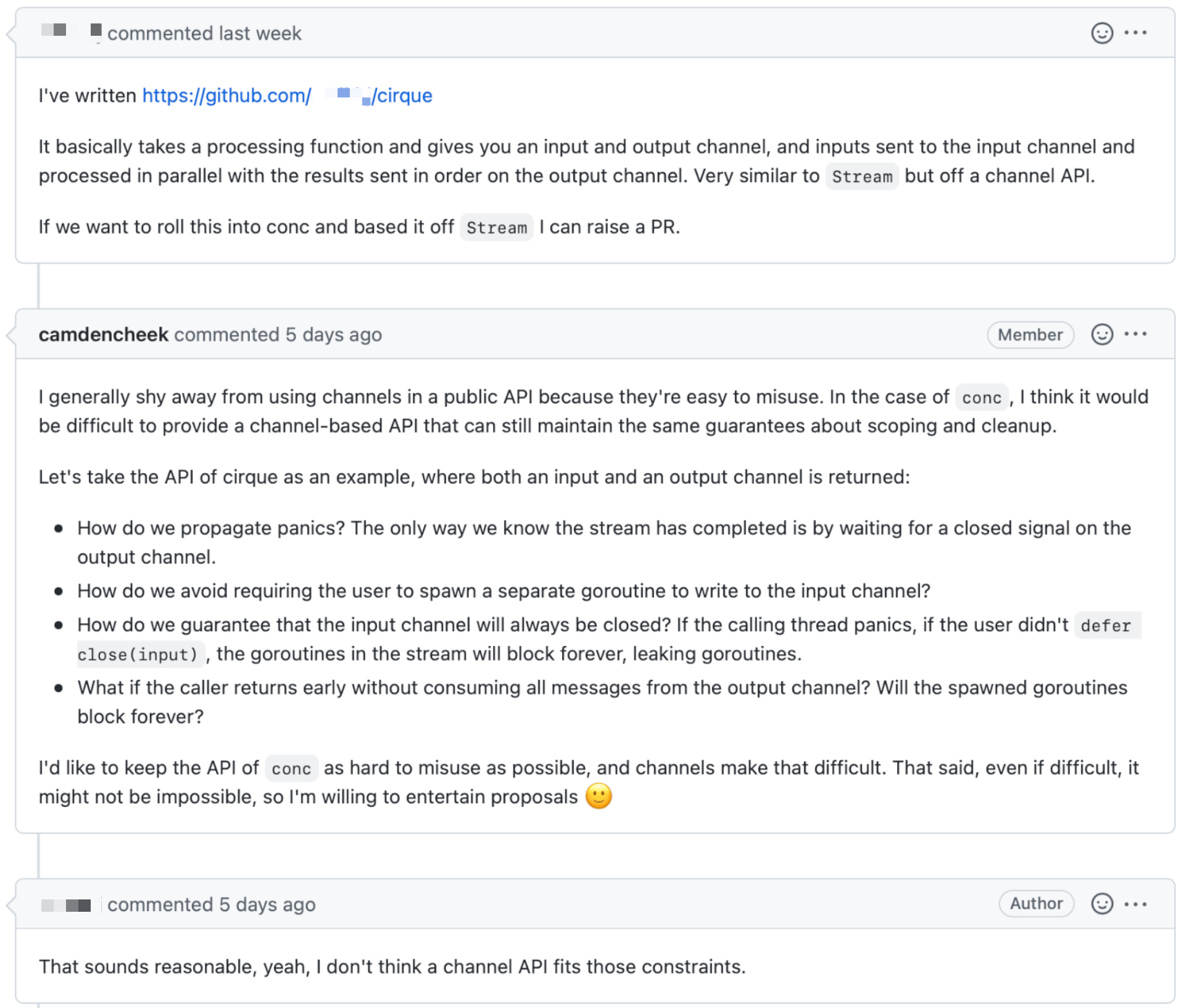 GitHub issues conversation