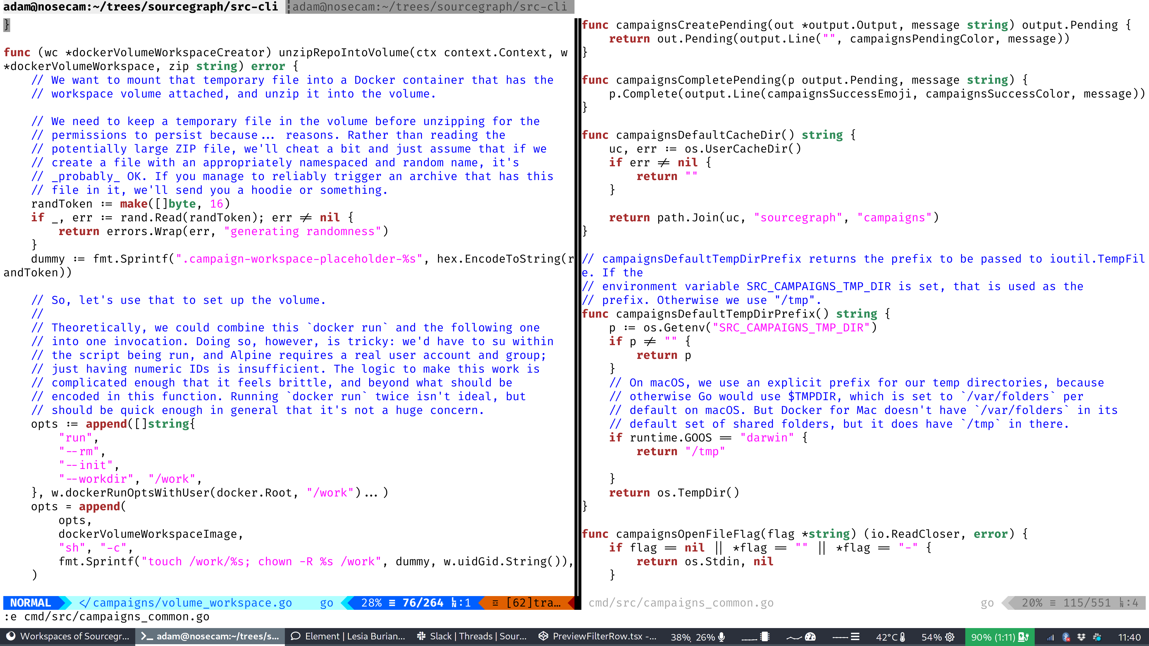 vim workspace of Adam Harvey, Software Engineer