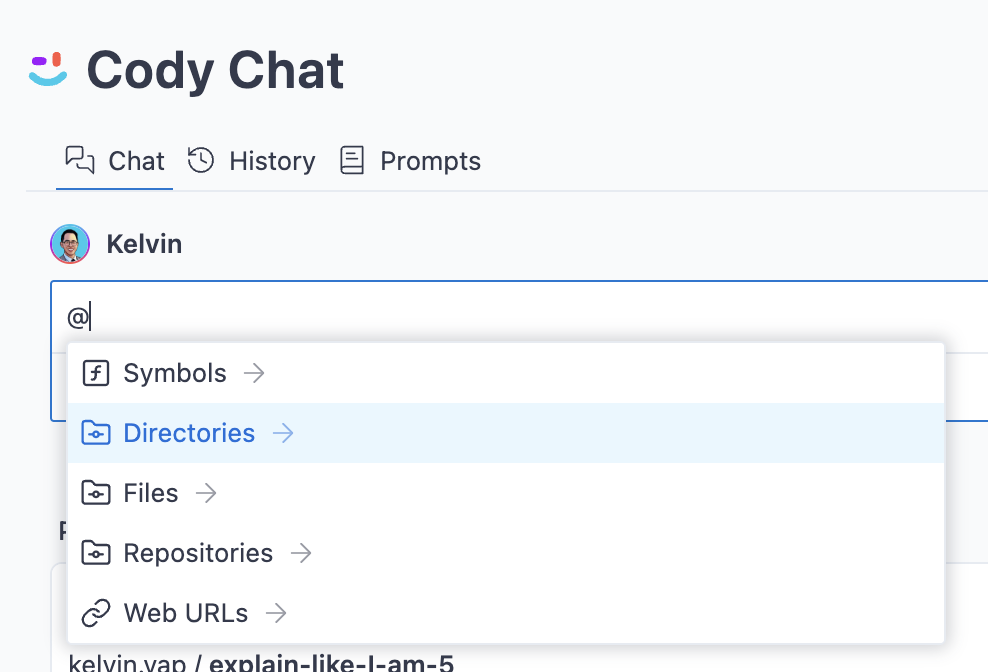 @-mention directories as context when using Cody chat