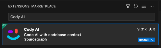 Sourcegraph Cody in VS Code Marketplace