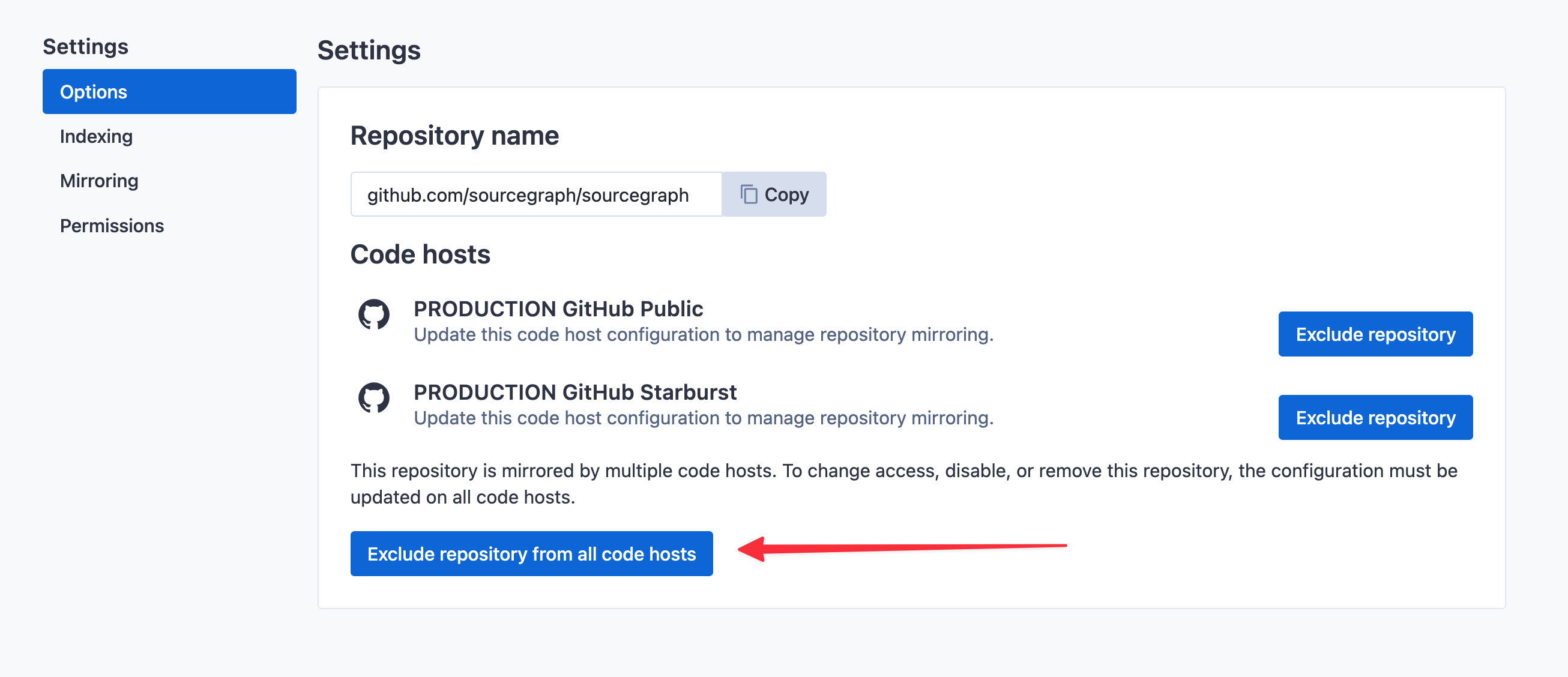 Exclude repository from all code hosts